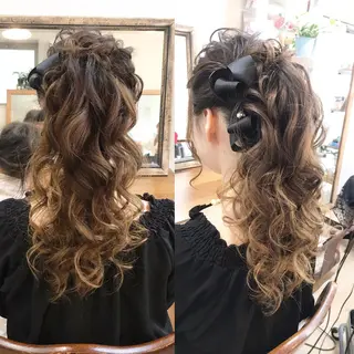 ロング ヘアアレンジ キッズ 早朝✨ヘアセット 着付け/清水玲歌のヘアスタイル
