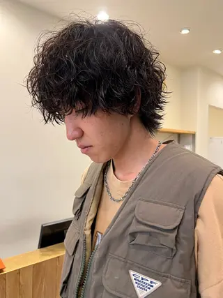 パーマ メンズ 抜きっぱなしブロンド /ハイトーン/カナタのヘアスタイル