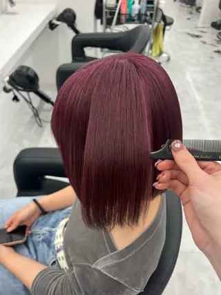 ショート カラー 💖似合わせカラー レイヤー💖縮毛矯正のヘアスタイル