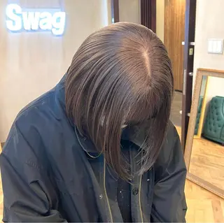 ミディアム カラー パーマ ヘアアレンジ メンズ キッズ ネイル マツエク・マツパ アイブロウ 前川 朋香のヘアスタイル
