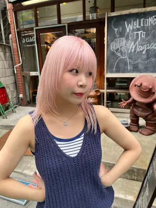 ミディアム カラー ハイトーンを育てる ブリーチカラー/牧原のヘアスタイル