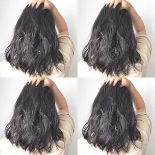 セミロング カラー パーマ ヘアアレンジ 🫧柔色/トレンド カラー/川辺晴加のヘアスタイル
