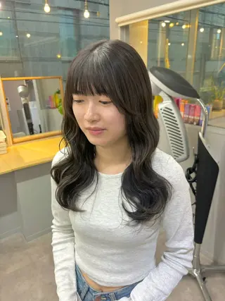 セミロング きよはらちさき🍑 柔らかカラー🌱🫧のヘアスタイル