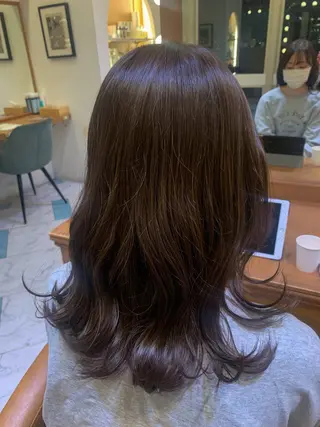 ミディアム カラー オリーブカラー/みづ き/ボブパーマ🤍のヘアスタイル