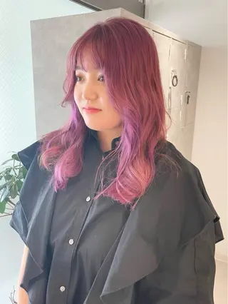ロング カラー ダブルカラー,透け カラーHINARIのヘアスタイル