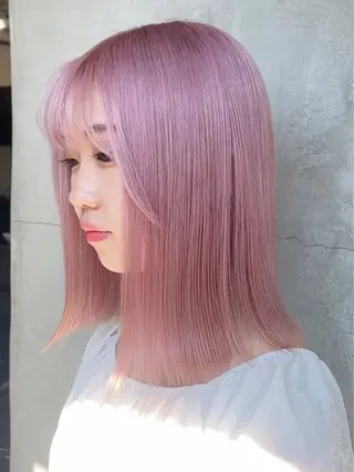 ミディアム カラー 韓国/ハイトーン/ ボブ🎀MIKU🎀のヘアスタイル
