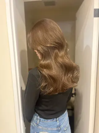 ロング カラー ブリーチなしWカラー /レイヤーカット大阪のヘアスタイル