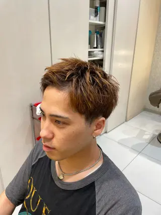 メンズ 本厚木パーマ&ブリー チMEN'Sショートのヘアスタイル