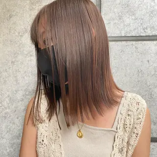 ミディアム カラー 癖毛救済✂️ボブ /髪質改善ストレートのヘアスタイル