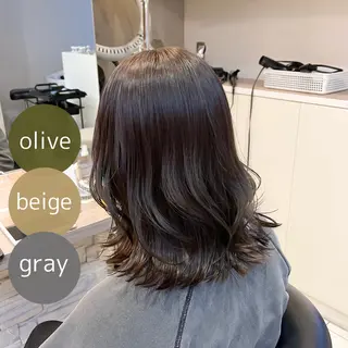 ミディアム カラー 透明感カラー/ くびれヘア/館岡俊平のヘアスタイル