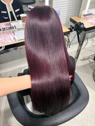 ロング カラー 💗愛され暖色💗 ピンク/レッド💗のヘアスタイル