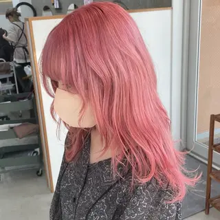 ミディアム カラー Lull1人美容室 バレイヤージュのヘアスタイル