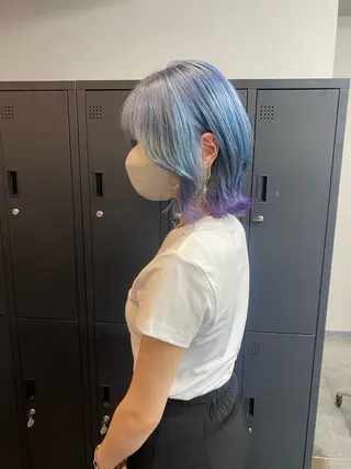 ミディアム maco 艶感ハイトーン🦋のヘアスタイル