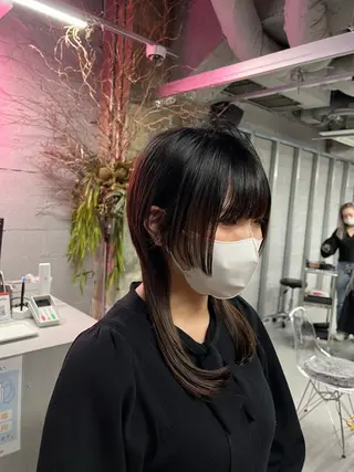 セミロング ハッシュ・ウルフ🐺 小顔レイヤー松山直史のヘアスタイル
