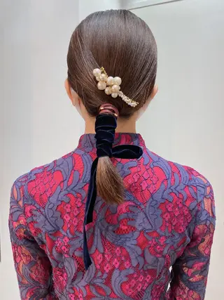 ミディアム カラー ヘアアレンジ ブリーチなしカラー/ 髪質改善/寺門束のヘアスタイル