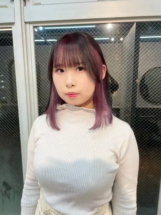 セミロング カラー SHOTO ハイトー ン/ブロンドカラーのヘアスタイル
