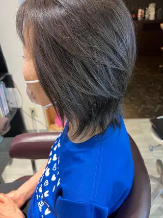 セミロング カラー 【南草津】髪質改善 ヘナカラー＆縮毛矯正のヘアスタイル