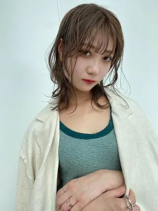 セミロング カラー ヘアアレンジ 溝口 ひなこのマツエク・マツパデザイン