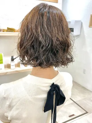ショート カラー パーマ 銀座No.1髪質改善 縮毛矯正/本木のヘアスタイル