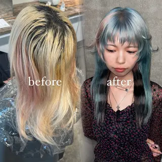 ミディアム カラー 💫miyu💫デザ インカラー/アレンジのヘアスタイル