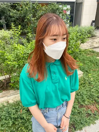 セミロング デザインカラー/ボブ ブリーチカラー/ユリのヘアスタイル