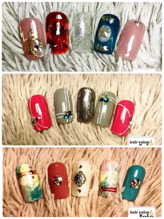 ロング カラー パーマ ヘアアレンジ メンズ キッズ ネイル 與儀 知佳のネイルデザイン