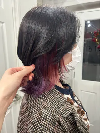セミロング 抜け感/ワンカラー/ 明大前/桑田のヘアスタイル