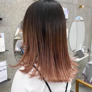 ミディアム カラー Lull1人美容室 バレイヤージュのヘアスタイル