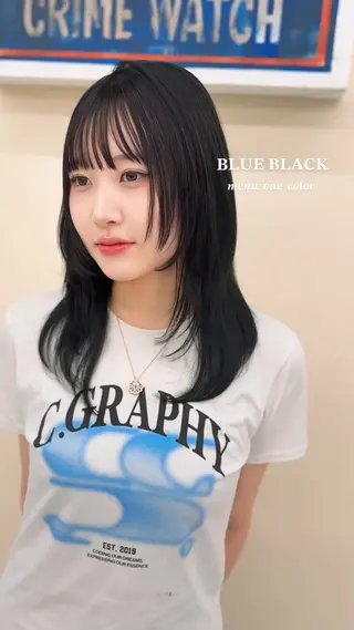 ミディアム カラー ワンホン×髪質改善 つのーか🩶‪🫧のヘアスタイル