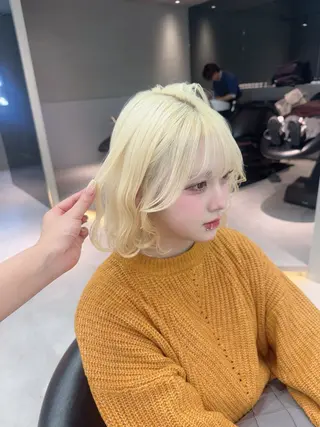 ミディアム カラー ヘアアレンジ ARIA💎縮毛矯正 ブリーチ💎複雑履歴のヘアスタイル
