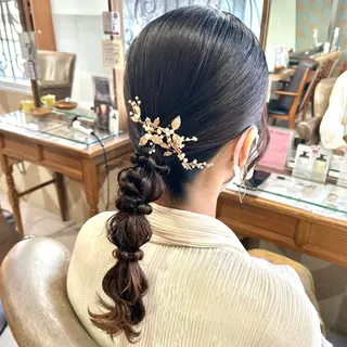 セミロング カラー ヘアアレンジ 吉水 彩乃 /ボブ/艶感カラーのヘアスタイル