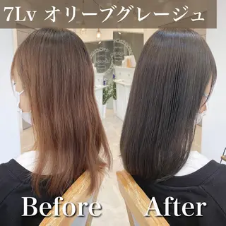 セミロング カラー ブリーチなし✨艶髪 カラー𓃲YAGIのヘアスタイル