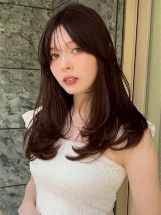 セミロング カラー 透明感カラー Lity🤍ྀིaiのヘアスタイル