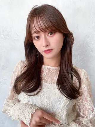 セミロング カラー 顔周り/くびれヘア 韓国ヘア💕風間るなのヘアスタイル