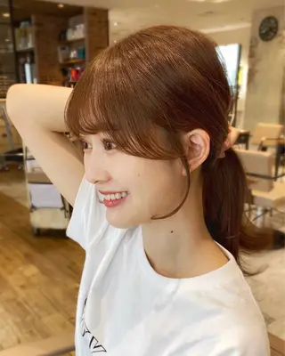 ミディアム カラー 顔まわりカット🌟 くびれヘア/寺門遥輝のヘアスタイル