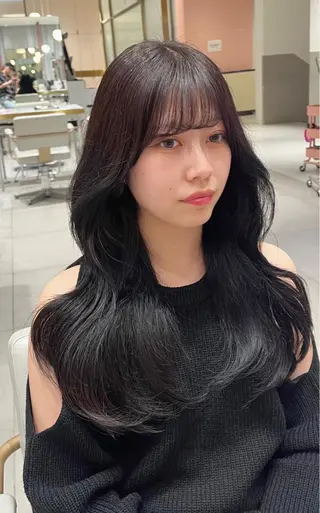 ロング 赤み消し透明感カラー 似合わせ前髪柴田礼空のヘアスタイル