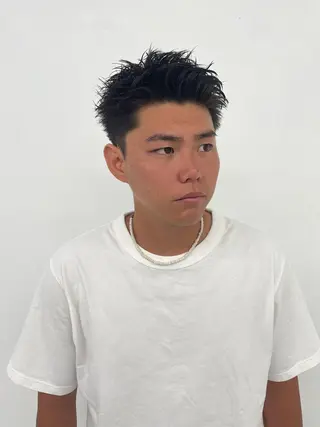 メンズ スパイキーパーマ 柏NO1 藤本葉のヘアスタイル