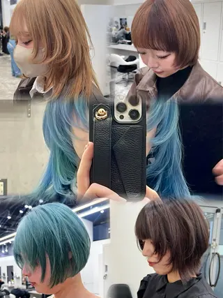 ミディアム カラー ハイトーン/ウルフ/ ボブ/増田のヘアスタイル