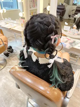 セミロング ヘアアレンジ シールエクステ横浜 🐏☁️miminaのヘアスタイル