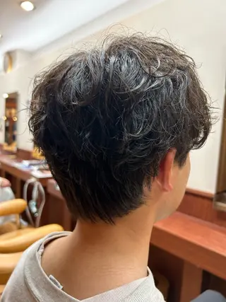 ショート パーマ メンズ ルキ🌈ブリーチカラ ー&メンズパーマ🦄のヘアスタイル