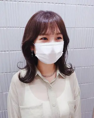 ミディアム カラー ヘアアレンジ 南 ちひろのヘアスタイル