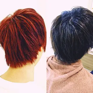 ショート カラー タッセルボブ× 美髪・髪質改善のヘアスタイル