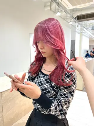 セミロング ブリーチカラー🦋‪ 田中さくらのヘアスタイル