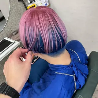 ショート カラー メンズ Lull1人美容室 バレイヤージュのヘアスタイル