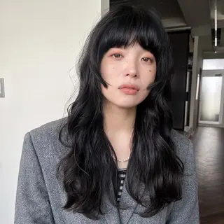ロング カラー ボブパーマ/パーマ ウルフパーマのヘアスタイル