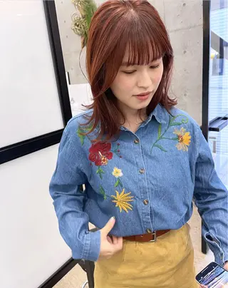 ミディアム カラー 暖色カラー/ピンク カラー/HARUKAのヘアスタイル