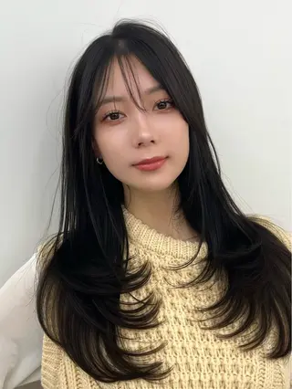 ロング カラー レイヤーカット顔周り /アレンジ伊藤彪真のヘアスタイル