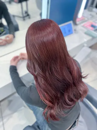 ロング カラー Haru /暖色🍷 /ボルドー/韓国ヘアのヘアスタイル