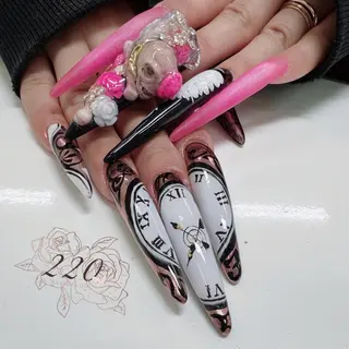 ロング ネイル nailsalon 220momokaのネイルデザイン