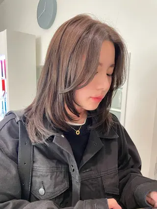 セミロング カラー 京都美容師 塩のヘアスタイル